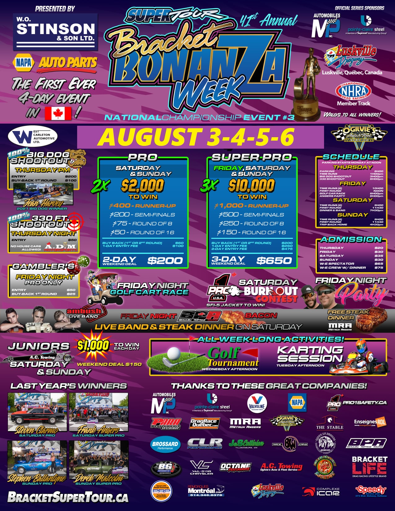Luskville Dragway 20th. ANNUAL OTTAWA SUN BRACKET BONANZA
